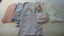 Lot of 5 Vintage Half APRONS Sheer, Dotted Swiss, Blue Floral, Pink Sheer