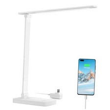 LED Desk Lamp with USB Charging Port, 700LM Dimmable Home Office Touch White
