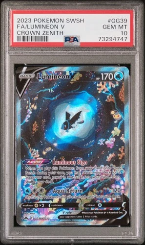 2023 Pokemon Sword & Shield Crown Zenith - Lumineon V GG39 Full Art - PSA 10 GEM