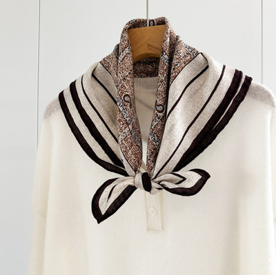 70% Cashmere 30% Silk Shape Brown cashew Print Scarf Neckerchief Horse 26'' new