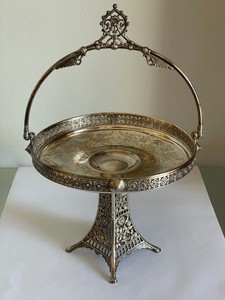 Ornate Victorian Silver-Plate Bride's Basket, Large 15 1/2"