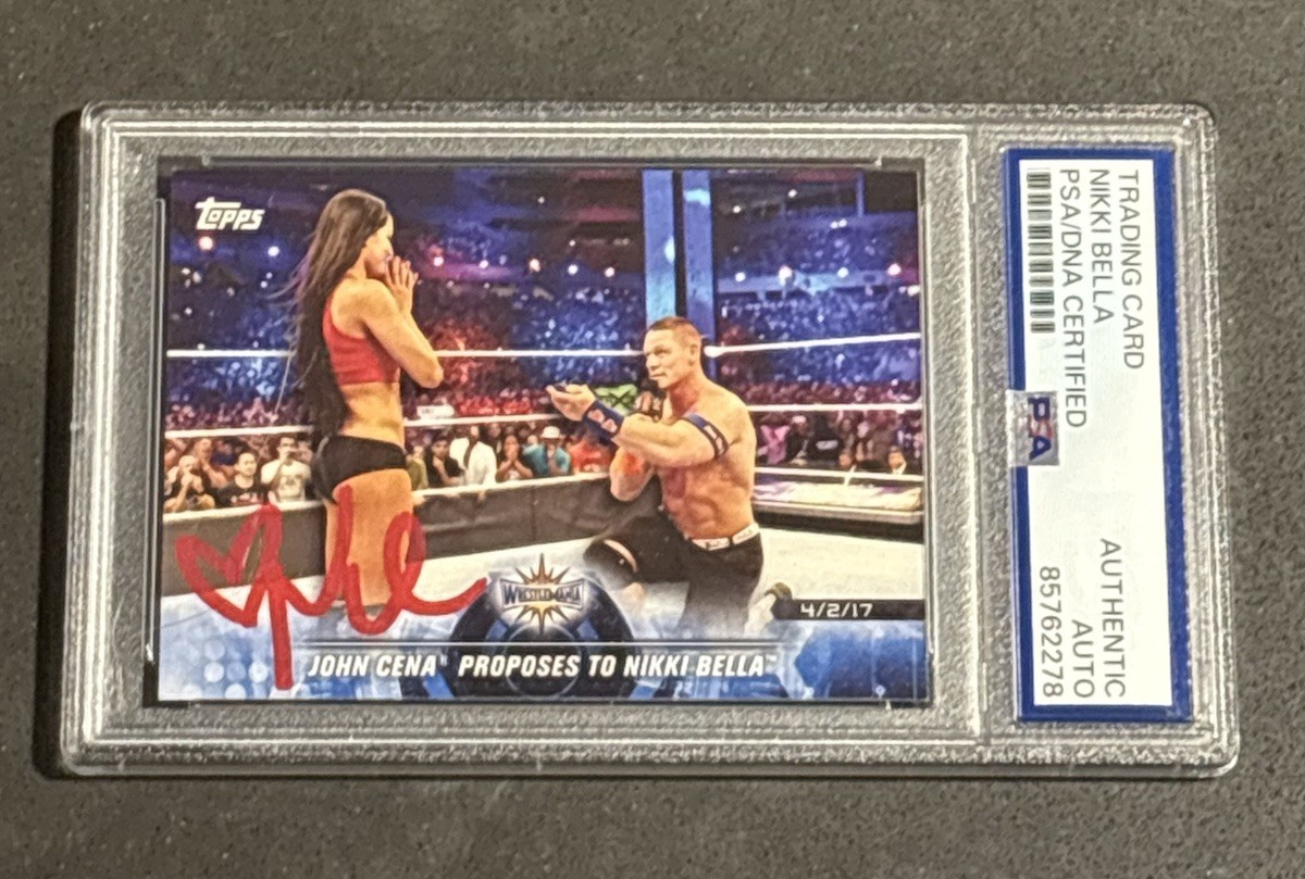 NIKKI BELLA W/ CENA 2018 TOPPS WWE ROAD TO WRESTLEMANIA SIGNED AUTO CARD PSA/DNA