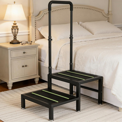 2 Step Stool with Handle, Heavy Duty Step Stool for Elderly and Adults, Adjustab