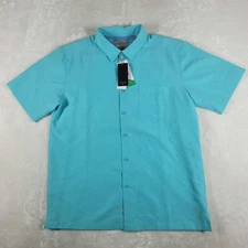 Quiksilver Waterman Button Up Shirt Men's Medium Blue Centinela Short Sleeve NWT