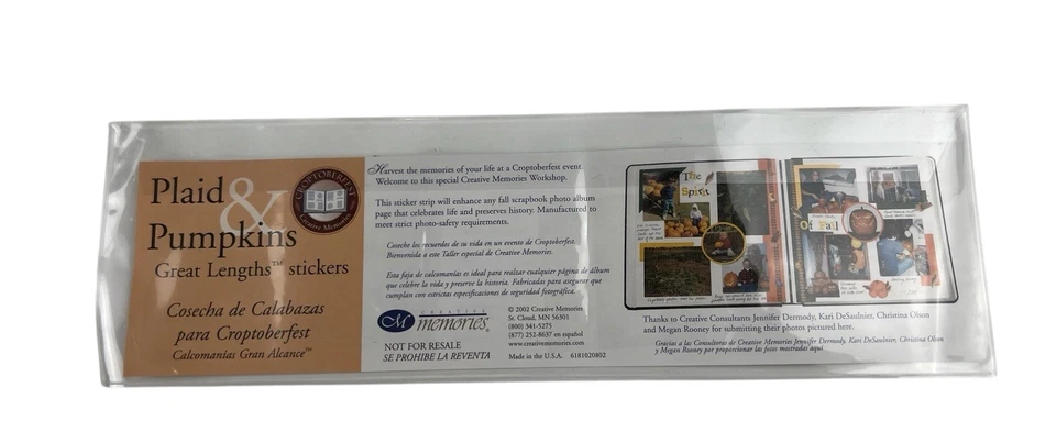 Creative Memories Great Length Plaid & Pumpkins Stickers Fall Border Stickers - Image 2 of 2