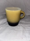Vintage Anchor Hocking Fire King Milk Glass Coffee Mug Cup Black/Yellow Glaze