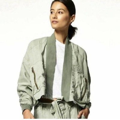 Young Fabulous & Broke Fara Convertible Cropped Utility Jacket Green Size Small
