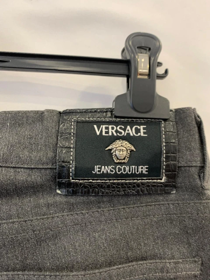 Versace Jeans Couture Para Hombre Pantalones de mezclilla Gris Logo Medusa Parche Talla 33x30 #P5 Foto 4 de 4
