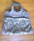 VINTAGE FRENCH LUGGAGE CO 15 Inch "GRAY ROSE" SUEDE TAPESTRY Tote Bag — photo 2