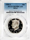 1999-S Silver Proof Kennedy Half Dollar PCGS PR70 DCAM #GA6-44