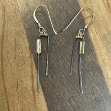 Unmarked Silver Double Rod Dangle Earrings .84 Grams