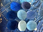 Collection Of 8 Blue Leather Suede Kippot Yarmulkes Judaica — photo 2