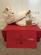 Levi's x Air Jordan 4 Retro White Denim Mens 9.5 Blank Tag