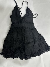 Fashion Nova Southern Miss Mini Dress XS Black Ruffle Tiered Sleeveless NWT