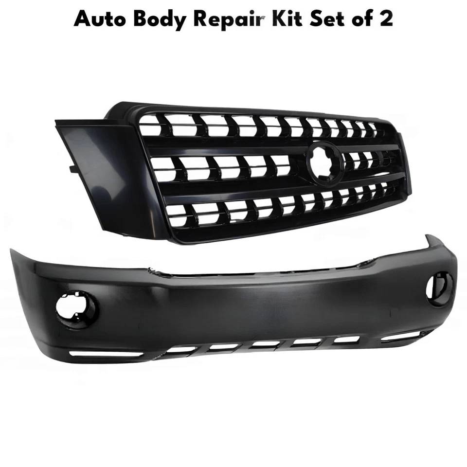 Front Bumper Cover Primed & Grille Assembly Kit For 2001-2003 Toyota Highlander - Imagem 2 de 4