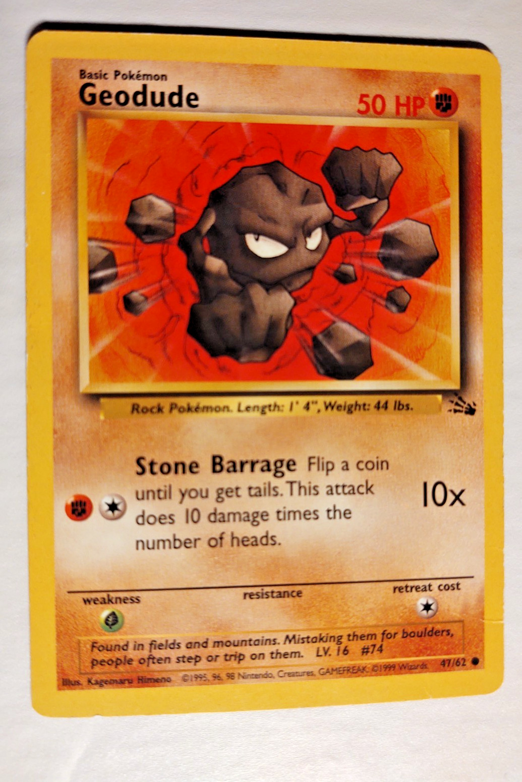 Pokemon Cards Geodude 47/62 Fossil WOTC Common NM