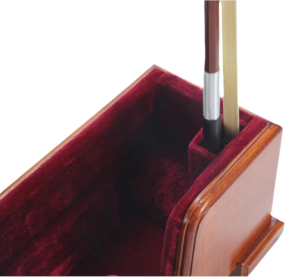 Handcrafted Solid Wood Violin & Bow Stand, Red Velvet Lining, Elegant Display - Image 4 of 4