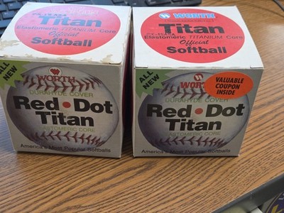 Lot of 2 90s WORTH RED DOT TITAN Elastomeric Titanium Official Leather Softball