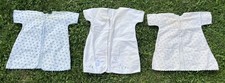 Vintage 60s Baby Clothes Lot 3 Gowns Pink Blue Floral Embroidered Cotton