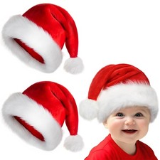 Doiurcs Baby Santa Hat: Christmas Hat for Infant,Xmas Holiday Baby-2pcs, Red