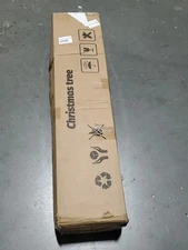 Pre-Owned 6ft Pencil Christmas Tree Pre-Lit Frosted Pine w/ 200 Warm Lights Base