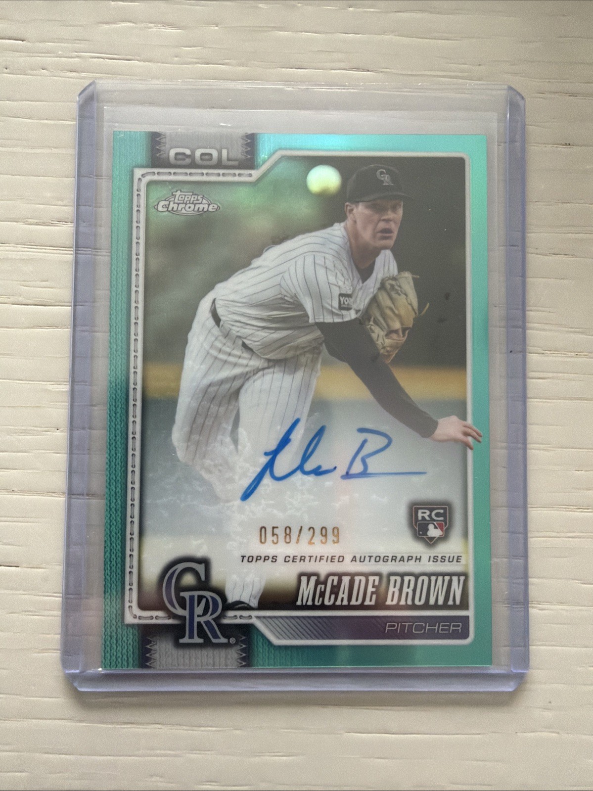 2026 Topps Chrome McCade Brown, Rockies Rookie Autograph Teal Refractor /299