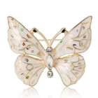 Vintage Style Butterfly Brooch Gold Tone Enamel Crystal Pin Summer Jewelry Gift