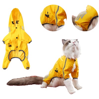 Dogs Raincoat+Hat Waterproof Clothing Puppy Four-legged Rain Jacket Cute  Cats