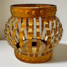 Vintage ~ Homco ~ Gold Tone Candle Holder ~ 5x4 inches