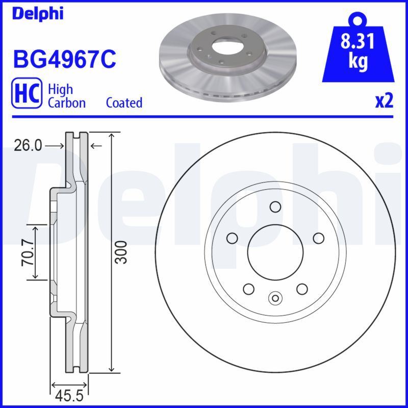 2 disques de frein ventilés en carbone pour Opel Insignia B 2.0 CDTi