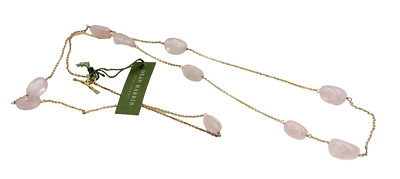 Dean Harris 18K Gold Over Silver Silver Rose Quartz Pool Of Light Necklace NEW