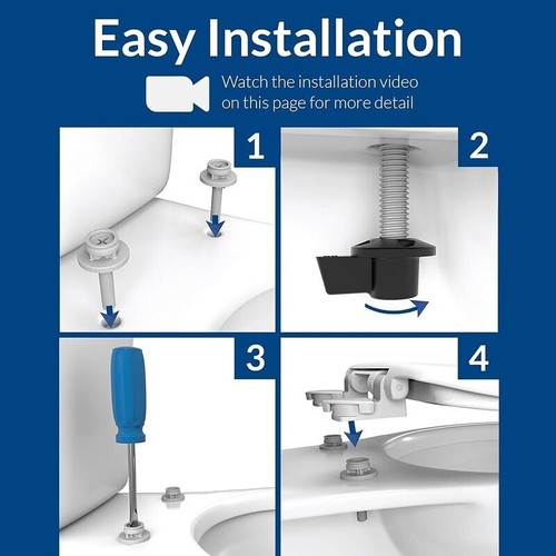 Holz WC-Sitz Easy Clean Scharniere robust rund kompatibel alle Toiletten Neu - Bild 7 von 7