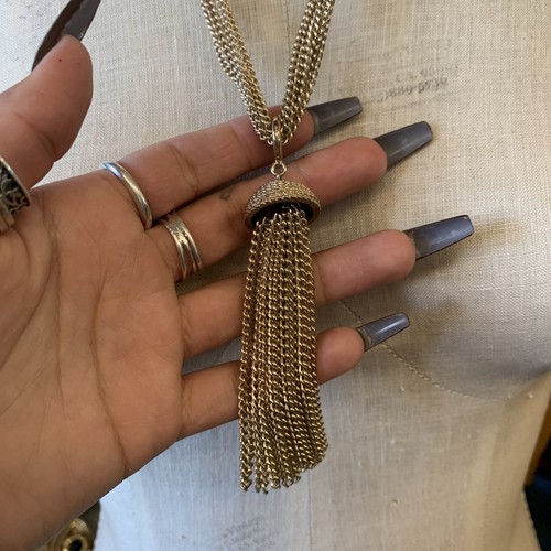 Vintage Sarah Coventry Multi Chain Necklace Detachable Tassel Gold Tone 1970 - 第 4/6 張圖片