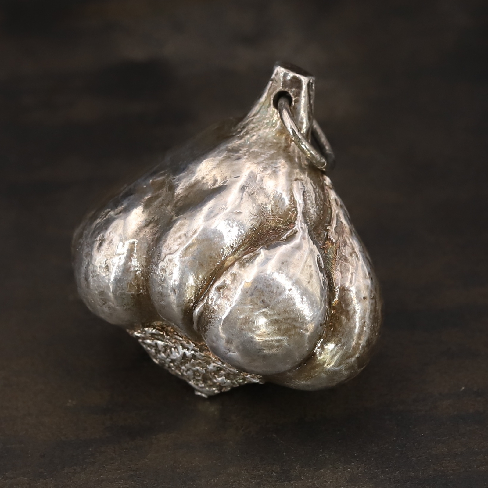 VTG Sterling Silver Bulb of Garlic Cloves Statement Necklace Pendant