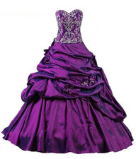 Embroidery Purple Wedding Dresses Ruched Flowers Sweetheart Bridal Gowns Custom