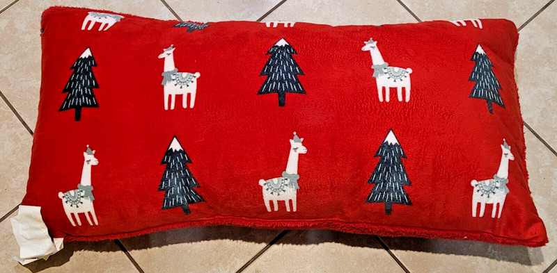 Used Christmas Llama Micro Mink/Sherpa, Decorative Body Pillow, 35 by 17 inches
