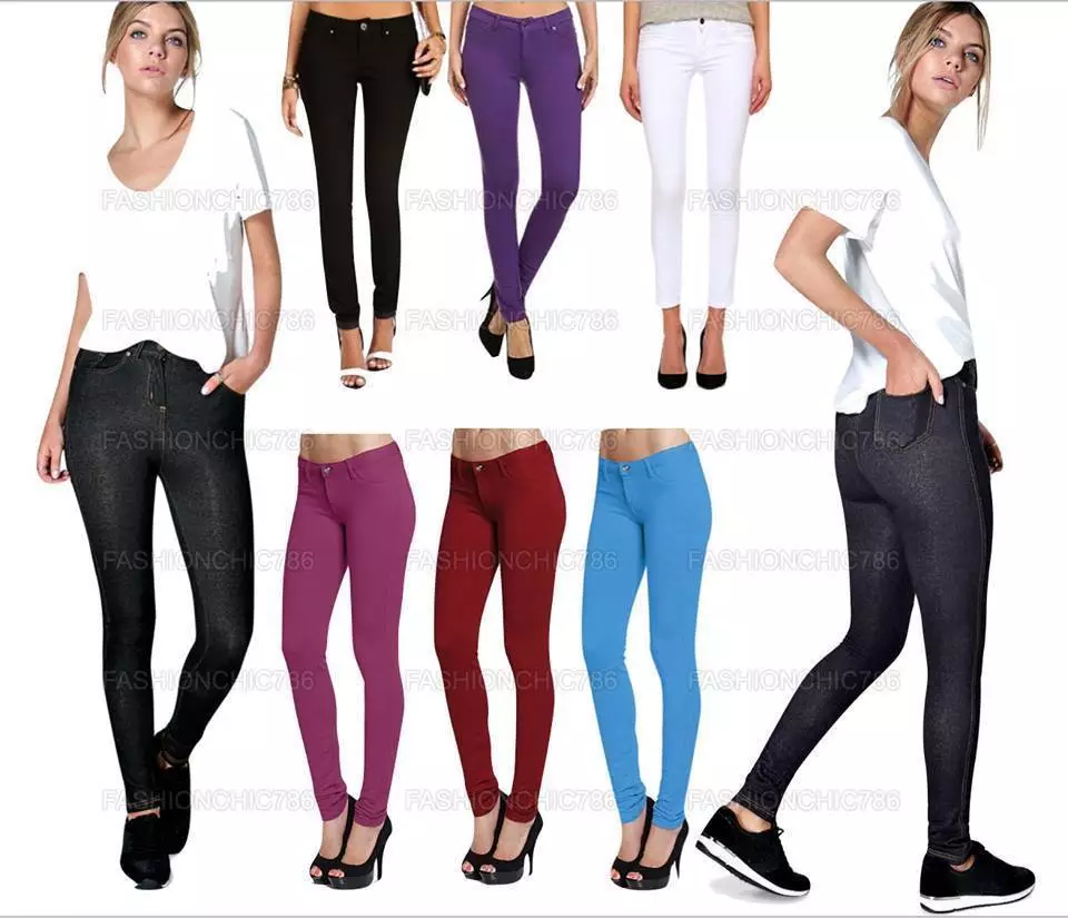 Women s Jeggings Size 8 26 Ladies Fit Skinny Coloured Stretchy Trousers Jeans