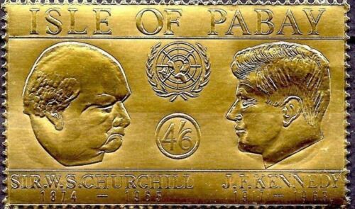 Isle of Pabay 1967 John Kennedy & Sir Winston Churchill People Gold Embossed MNH - Picture 1 of 1