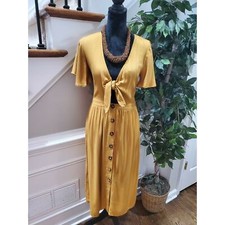 Mimi Chica Women's Brown 100% Rayon V-Neck Short Sleeve Long Maxi Dress Size M