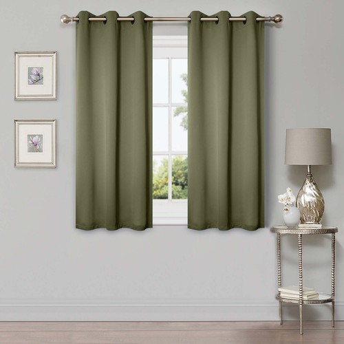 Solid Classic Modern Grommets Room Darkening 42" Wide Blackout Curtain Panel Set - Picture 119 of 206