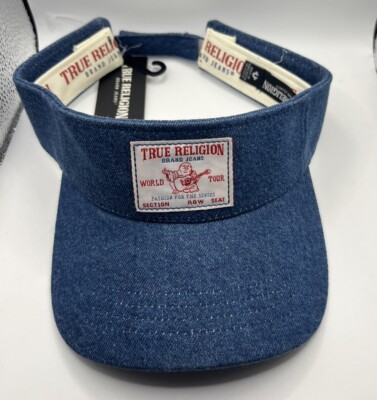 NWT True Religion World Tour Unisex Adjustable Sun Visor Hat OSFM Dark  Denim