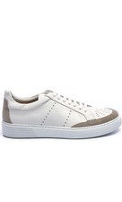 MENS RED PERFORATED LEATHER AND WHITE SUEDE SNEAKERS 1017-56750