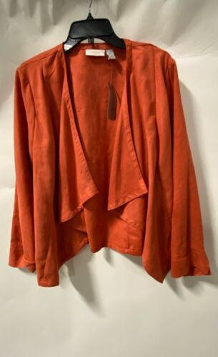 NWT Chico's Womens Orange Long Sleeve Flared Open Front Jacket Size 2