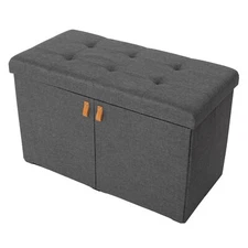 Seville Classics Tufted Shoe Storage Bench, Modern Gray, 33" W x 16.5" D x 20" H