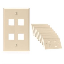 - 4 Port Keystone Wall Plate Ivory 10 Pack with Standard Size Keystone Jack P...