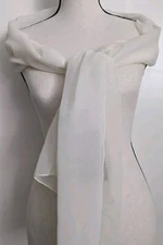 Cejon White Shiffon Polyester Classic Oblong Wrap Scarf 70x20"
