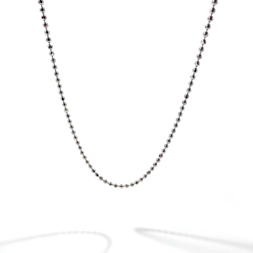 Collana palline in argento 925% catena catenina lunga uomo donna diametro mm.1,5 - Immagine 2 di 4