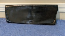 Vintage - Black Leather - Clutch Hand Bag - Envelope Flap - iconic