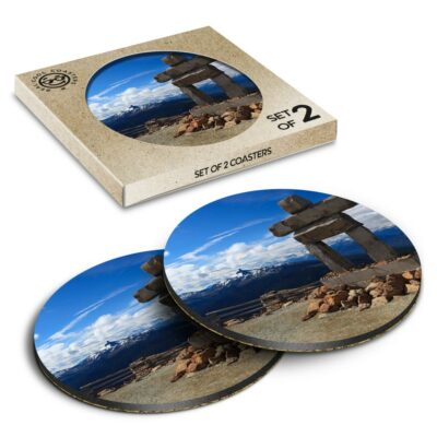 2 x Box Runde Untersetzer - Inukshuk Whistler Mountain Kanada #12206