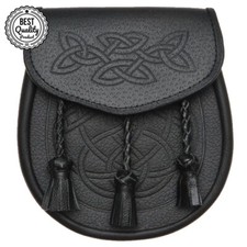 Celtic Embossed Leather Kilt Sporran Scottish Highland Traditional Dress Sporran